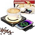 WHOLEV Coffee Mug Warmer, Smart Mug Warmer 15W Wireless Charging for Desk/Home, 3 Heat Settings Temperature Controlled, 8H Auto Off, Candle Warmer, Safe for Heating Coffee, Beverage, Milk, Tea