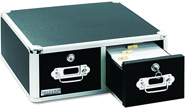 Amazon Com Vaultz Locking 4 X 6 Index Card Cabinet Double Drawer Black Vz01395 Index Card Files Office Products