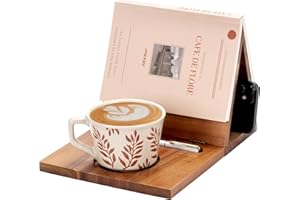 WOIQEUWR Book Nook Reading Valet with Cup Holder, Wooden Book Stand Coffee Holder for Page Rest, Triangle Rest Stand Valet for Nightstand Desktop Bedside, Birthday Gifts for Readers