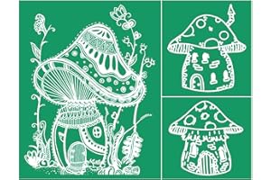 DGAGA Mushrooms Self-Adhesive Silk Screen Printing Stencils,Wild Flowers Pattern Reusable Screen Stencil for Crafts Mushrooms Screen Printing Mesh Stencils Painting on Wood T-Shirt,Cup,Pillow Fabric