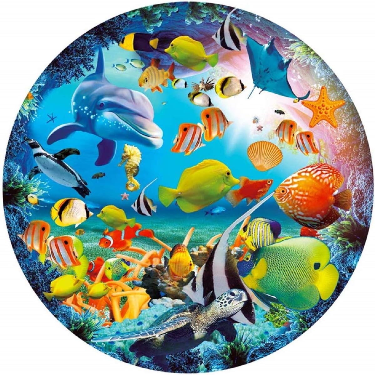 1000 PCS - Ocean Dream Round Jigsaw Puzzles Game for Adults and Kids