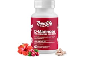 NewLife Naturals D-Mannose Capsules | w/Cranberry and Hibiscus Extracts | Natural Urinary Tract Health Supplement | 1400mg Pure Veggie Powder | 60 Veggie Capsules