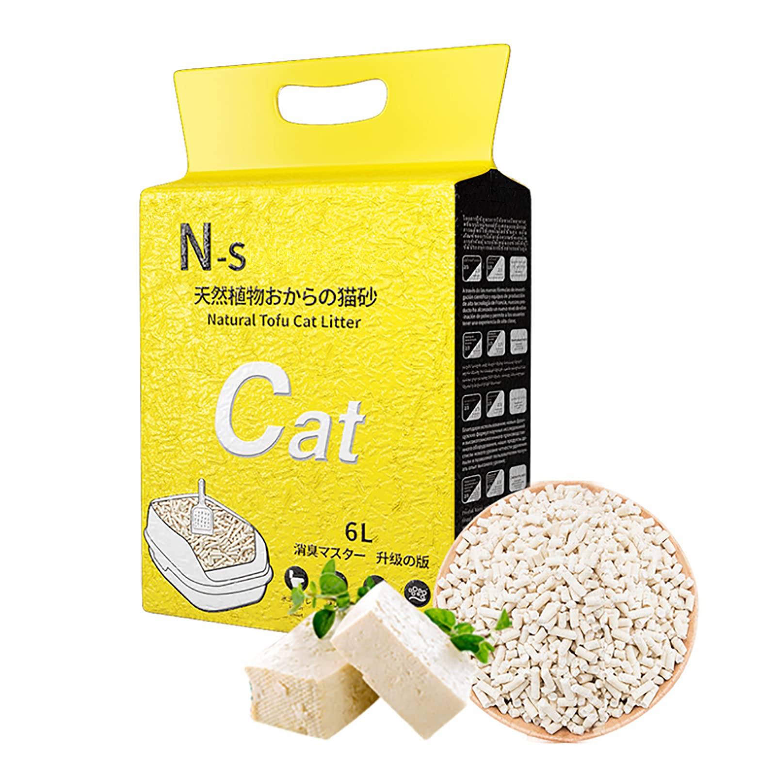 Flushable Tofu Cat Litter, Natural Formula Ingredients, Deodorization&Zero Dust&Ultra Clumping, Multiple Flavor, Cat Litter Filter Included (Original Taste)