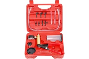 YSTOOL Brake and Clutch Fluid Hand Pump Vacuum Bleeder Tool Kit Brake Oil Change Power Steering Fluid Bleeding Set with Hand Pump Jar Adapters for Auto Car Truck Motorcycle Use