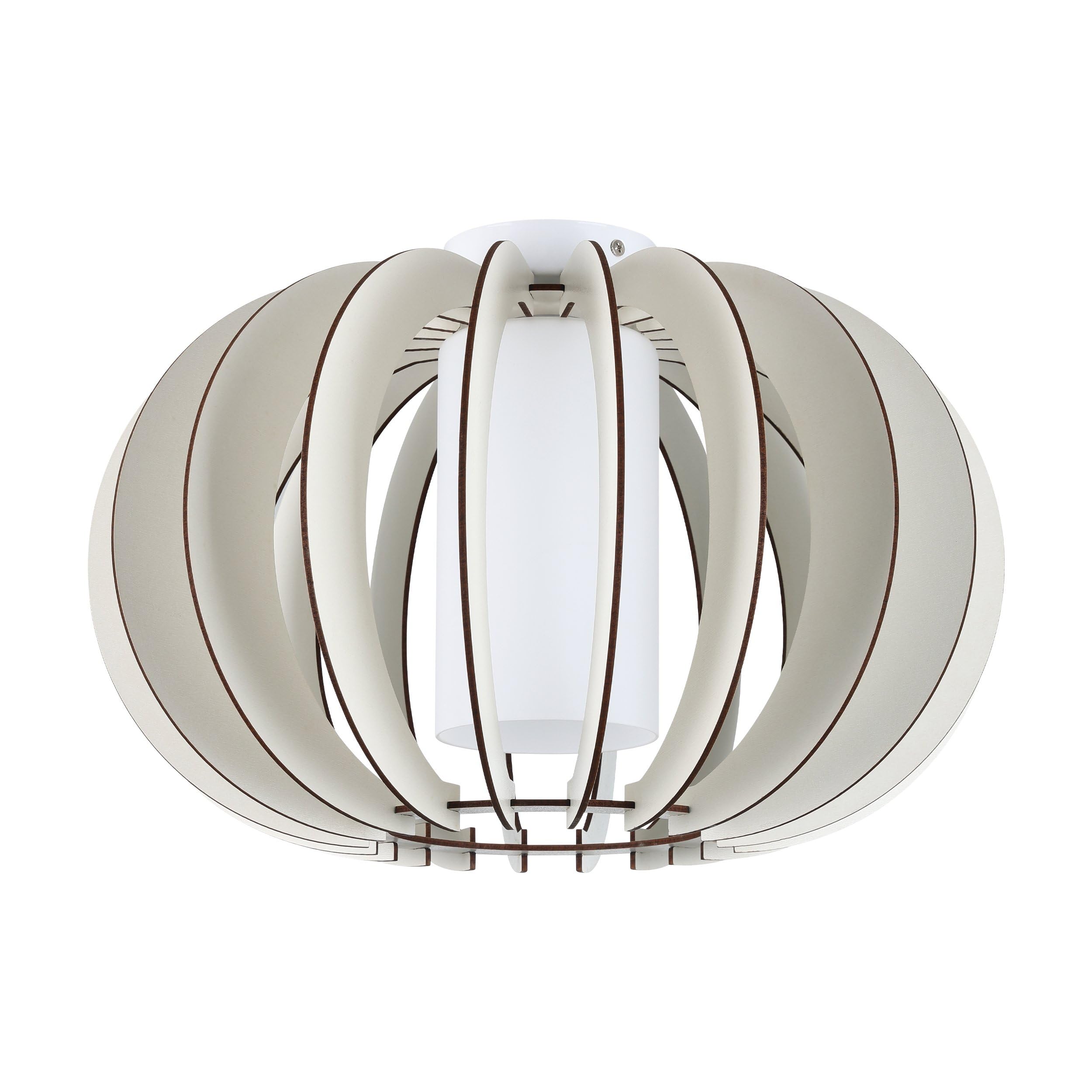 Eglo Ceiling Light Stellato 2, 1-Light Vintage Ceiling Lamp, Living Room Light Made of Steel, Wood and Glass in White, Kitchen Lamp, Hallway Ceiling Light with E27 Socket