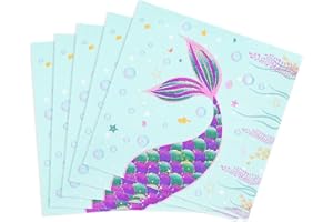 WERNNSAI Mermaid Party Decorations - 50PCS Mermaid Paper Napkins Disposable 3-Ply Cocktail Dinner Napkins Little Mermaid Luncheon Supplies for Baby Shower Birthday Under the Sea Pool Party