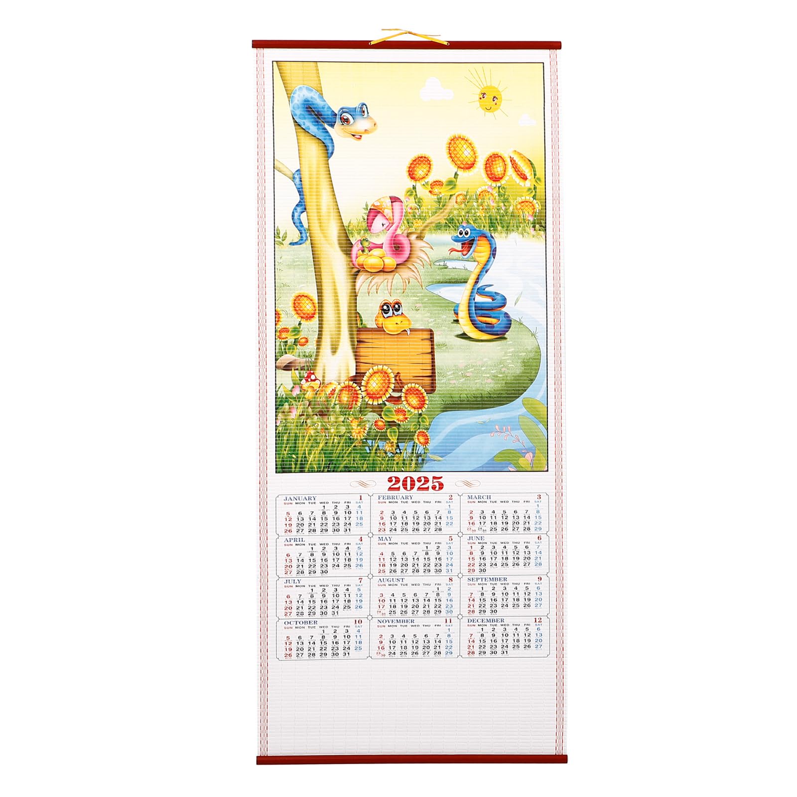 LALAFINA 2025 Wall Calendars 2025 Year Of Snake Chinese New Year Calendar Wall Scroll 2025 Chinese Lunar Planner for Home Office Decor