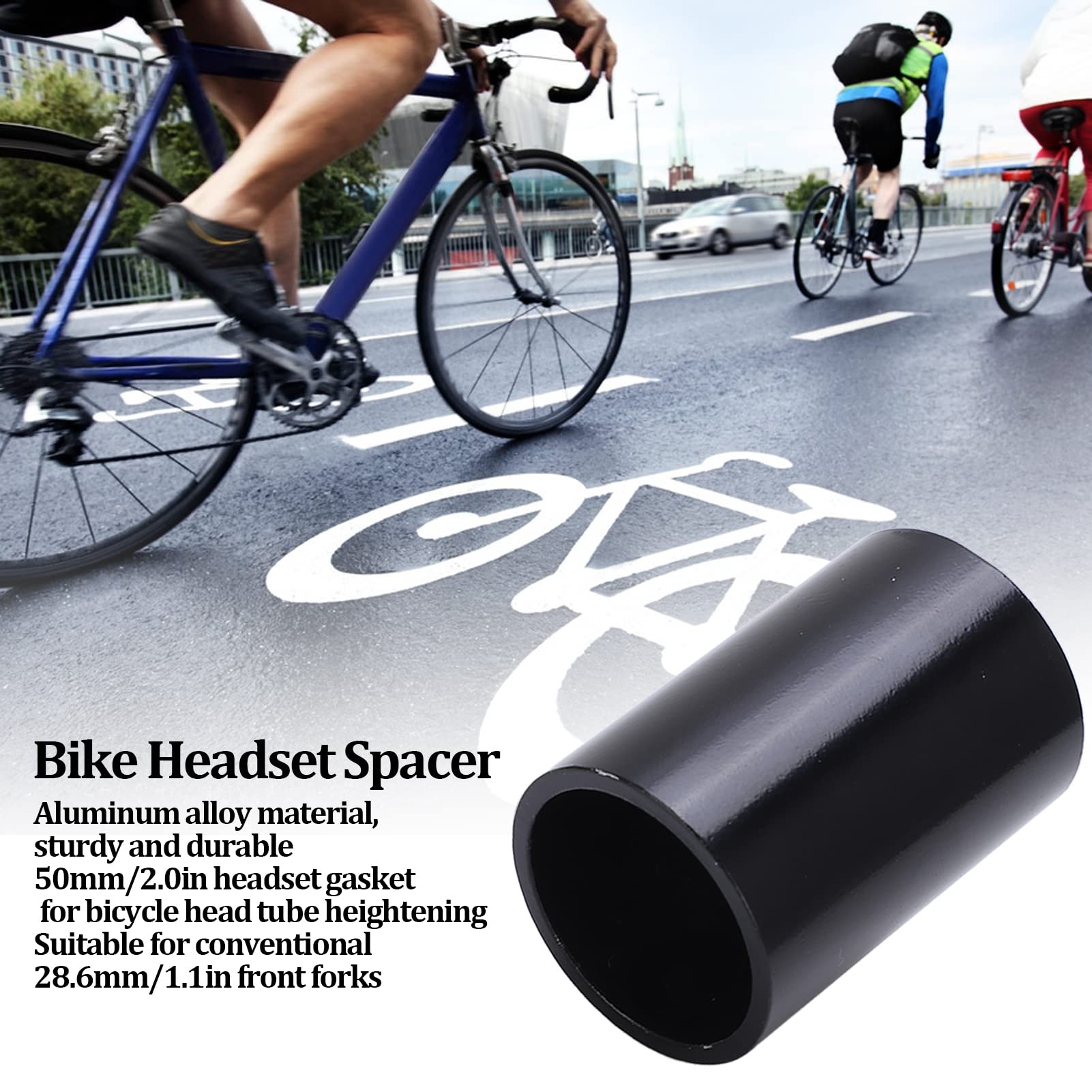 Dilwe Headset Spacer, Aluminum Alloy 50mm Height Stem Headset Spacer for Outdoor Cycling