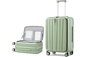 Hanke 26 Inch Large checked Luggage PC Hard Shell luggage Top Opening Aluminum Frame Travel Luggage Suitcases with Wheels for Woman Men.(Bamboo Green)