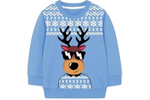 Mrocioa Toddler Boy Girls Sweatshirt Ugly Christmas Sweater Reindeer Shirt Kids Xmas Pullover Sweater Tops 2-7T
