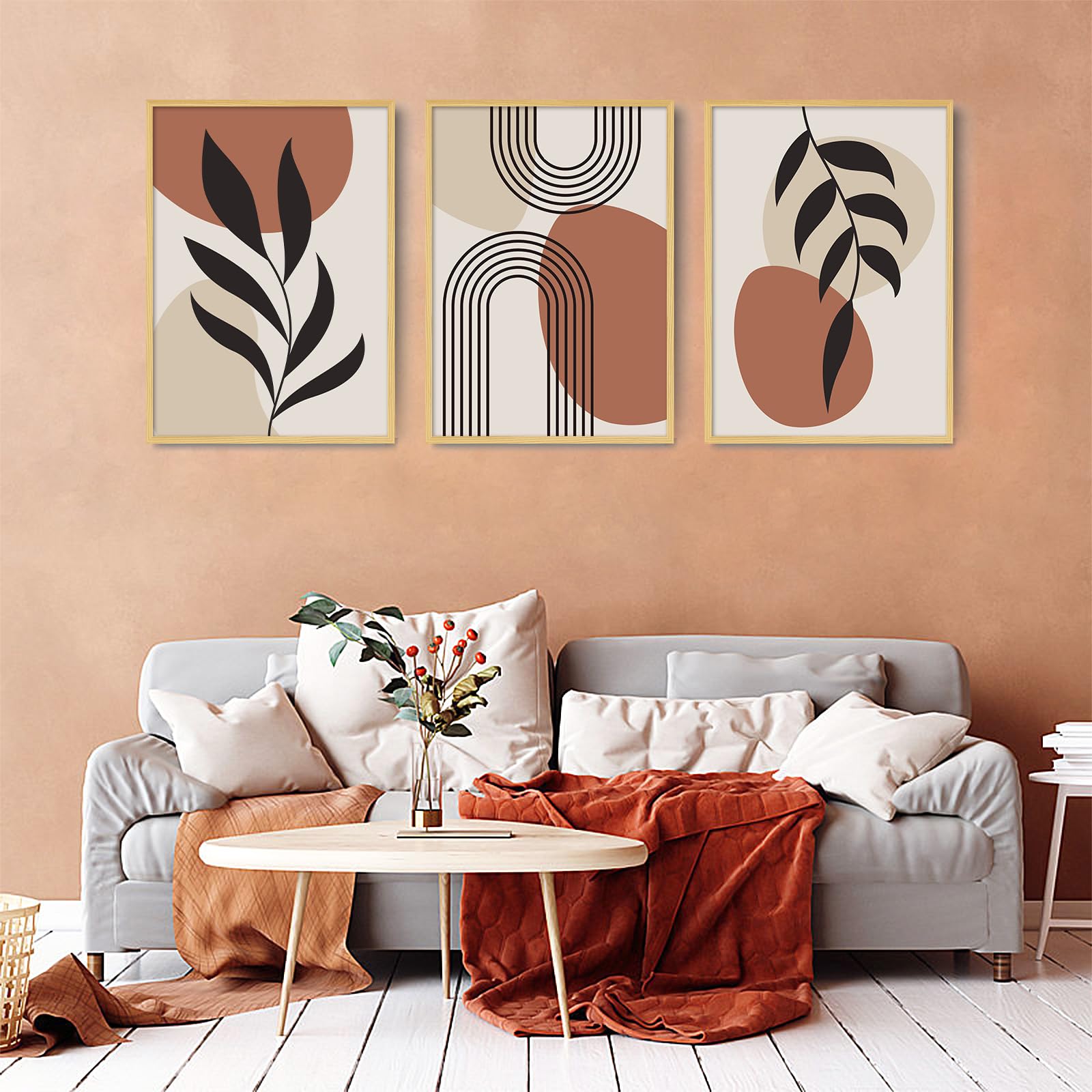LXTOPN Poster Set: Vintage Abstract Art Wall Picture, 30 x 40 cm x 3, Light Brown, Modern Abstract, Unframed, Canvas, Living Room