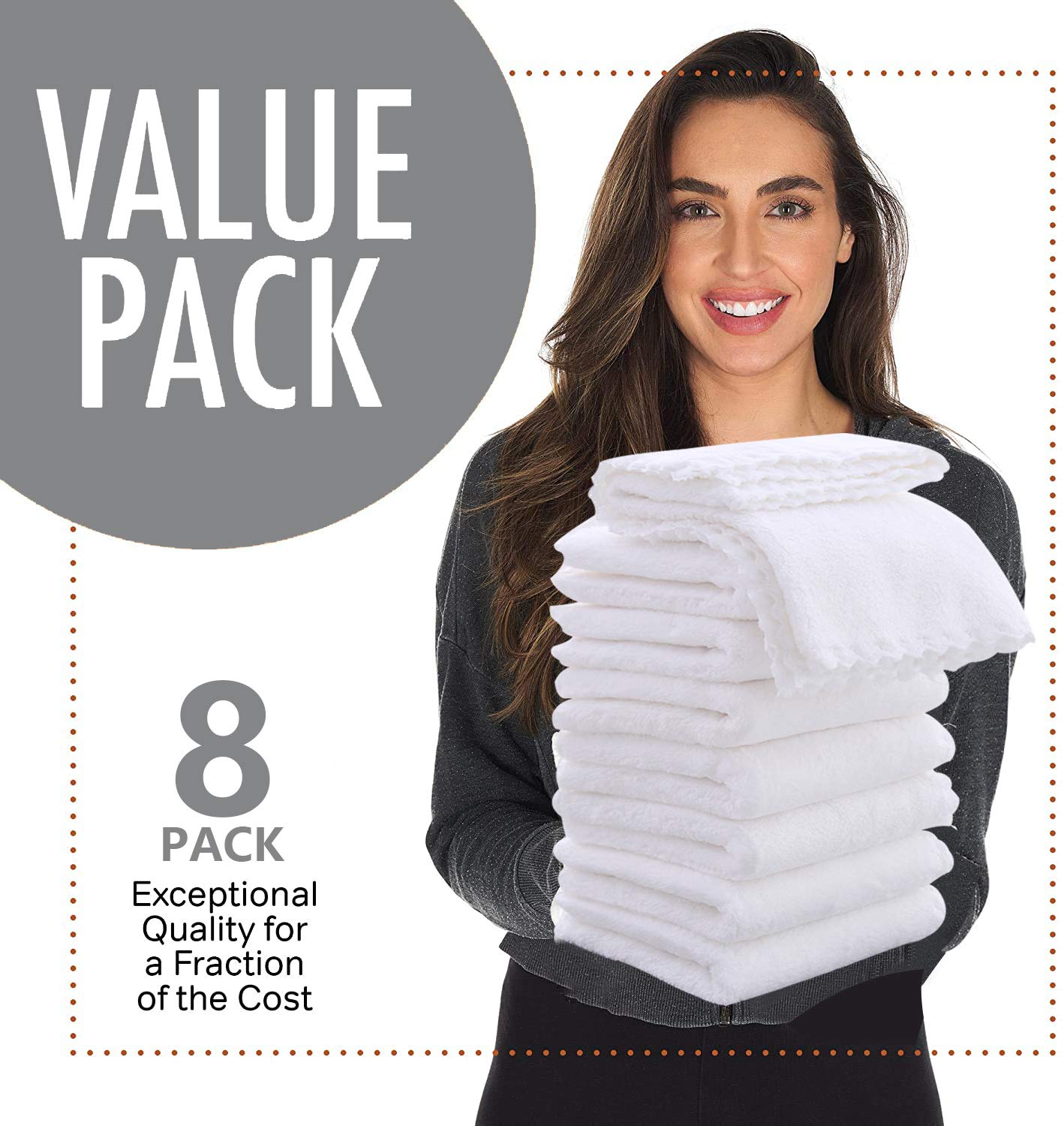 8 Pack Large Burp Cloths for Baby - 20" by 10" Ultra Absorbent Burping Cloth, Hand Washcloths, Newborn Towel - Milk Spit Up Rags - Burpy Bib for Unisex, Boy, Girl - Burp Cloths Set(White): Baby