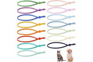 XTHROTSENK 75pcs Stretchy Puppy Collars for Litter Colored Whelping Identification Bands for Newborn Puppies and Kittens Adjustable Identification Loops Bulk Multi Straps for Whelping 4 Inches - 15 Colors