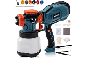 YUNXITR 1200W HVLP Paint Sprayer, High Efficiency Electric Spray Paint Gun with 6 Nozzles, Variable Patterns, 40.58 oz Detach