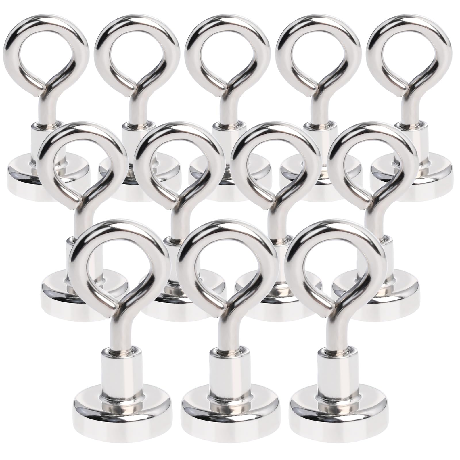 MIN CI 12 Pack Neodymium Hooks, Extra Strong Magnets 22lbs Pull Force, Round Magnetic Hooks for Cruise Cabins