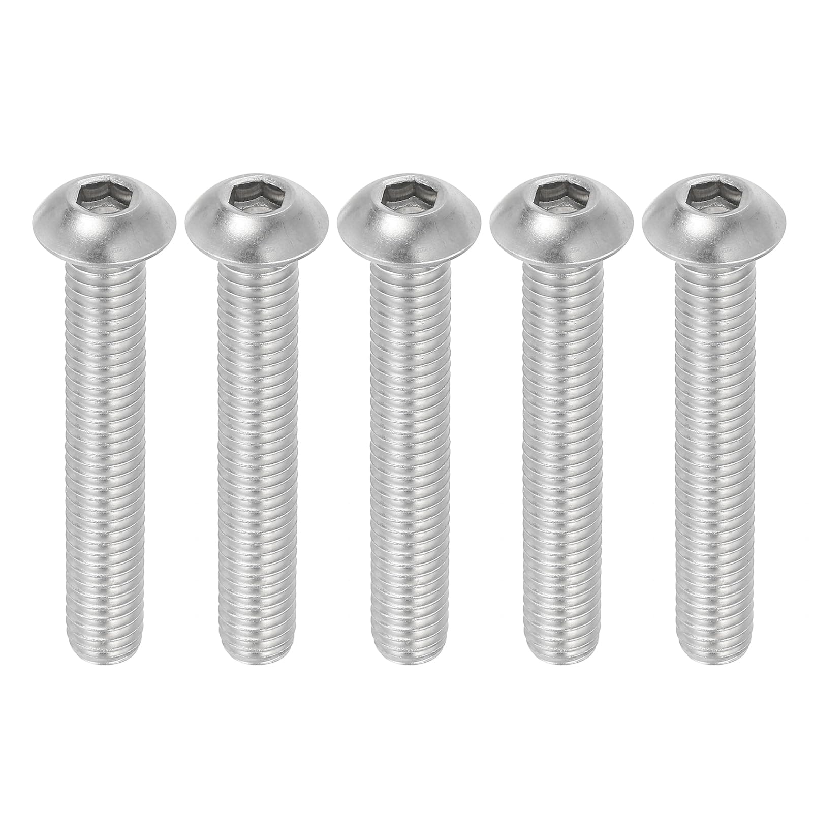 PATIKIL 3/8-16x2-1/2" Button Head Socket Cap Screws, 5 Pcs 304 Stainless Steel 18-8 Socket Cap Screw Bolts Allen Hex Drive Full Thread Fine Thread UNC