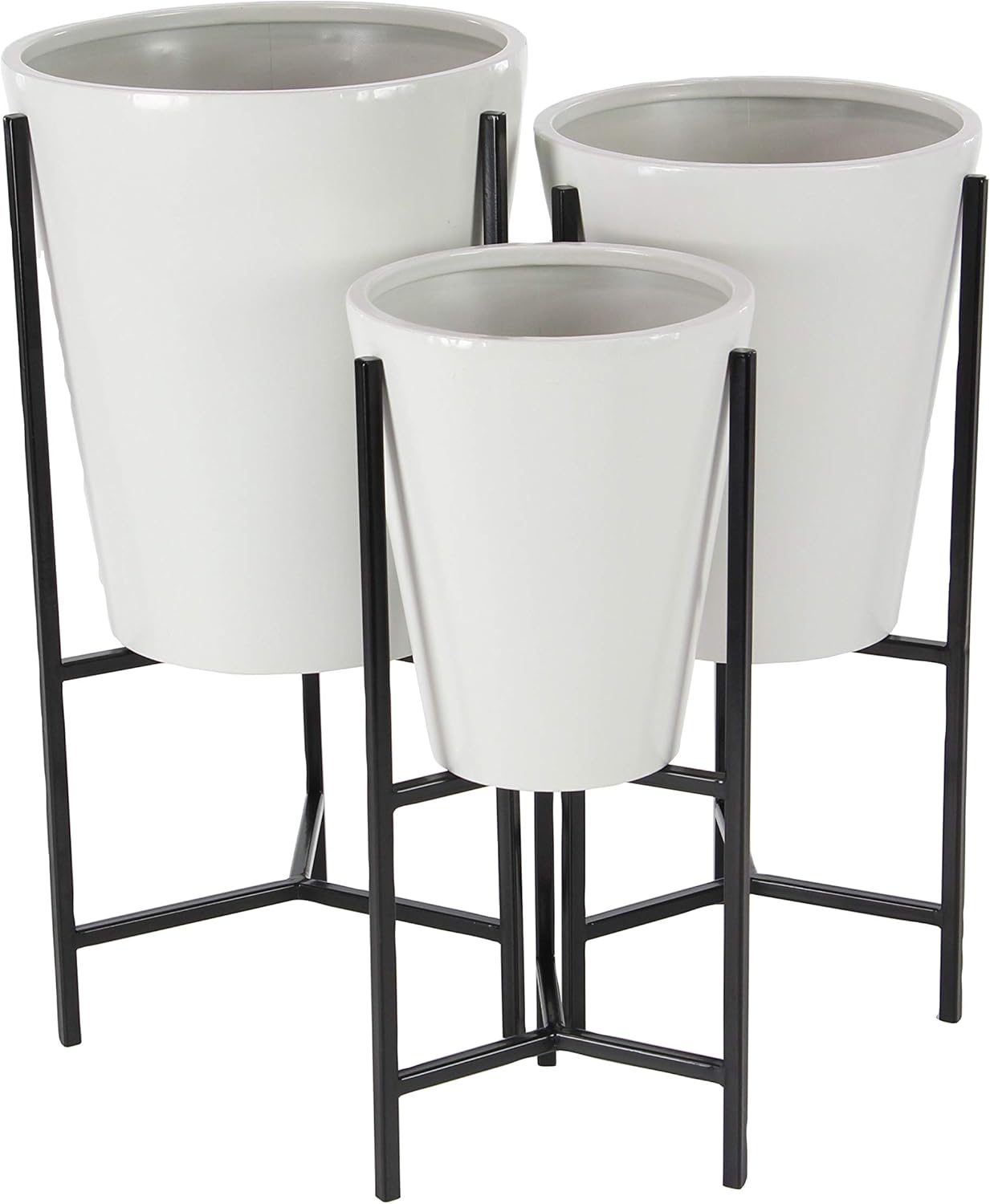 Deco 79 36755 36755 Planter With Stand, White/Black: Home & Kitchen