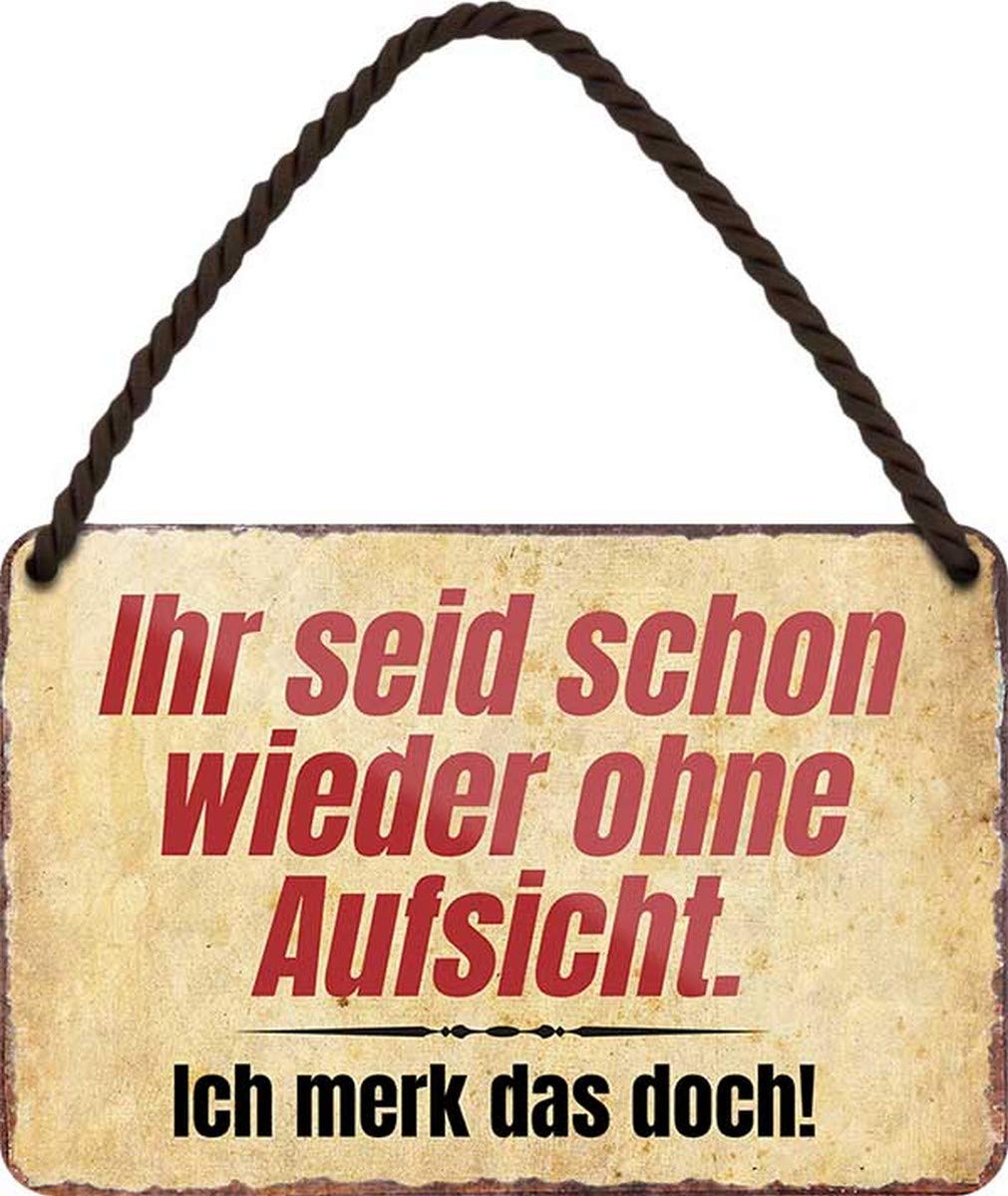 HS217 Metal Sign with German Text 'N / A Ihr seid schon Wieder ohne Supervision' [German Language]