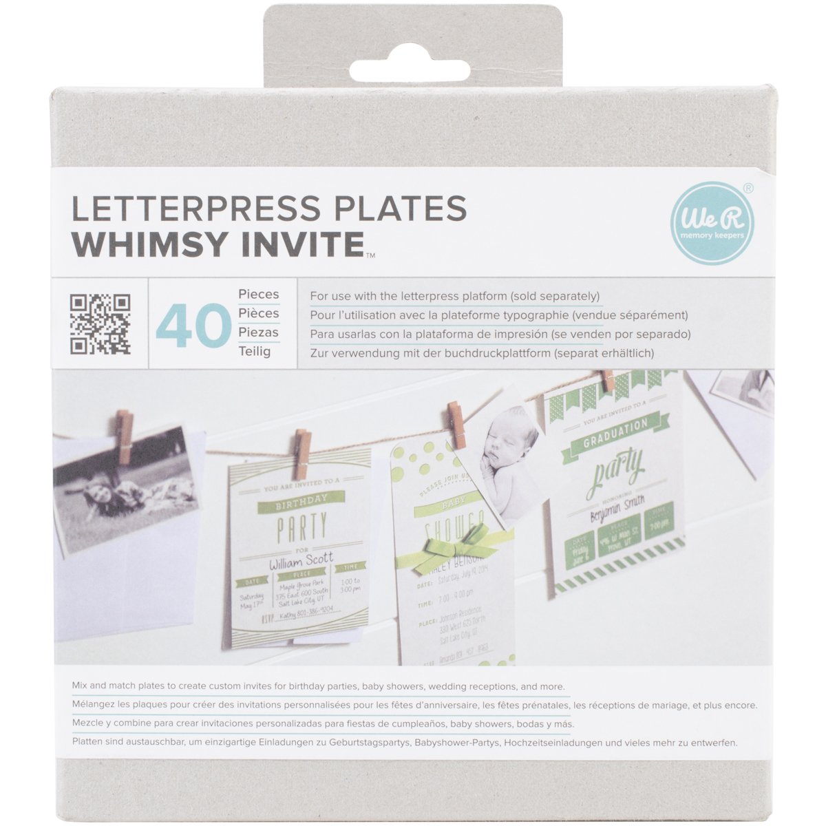 We R Memory Keepers Lifestyle Letterpress Plates-Whimsy Invite