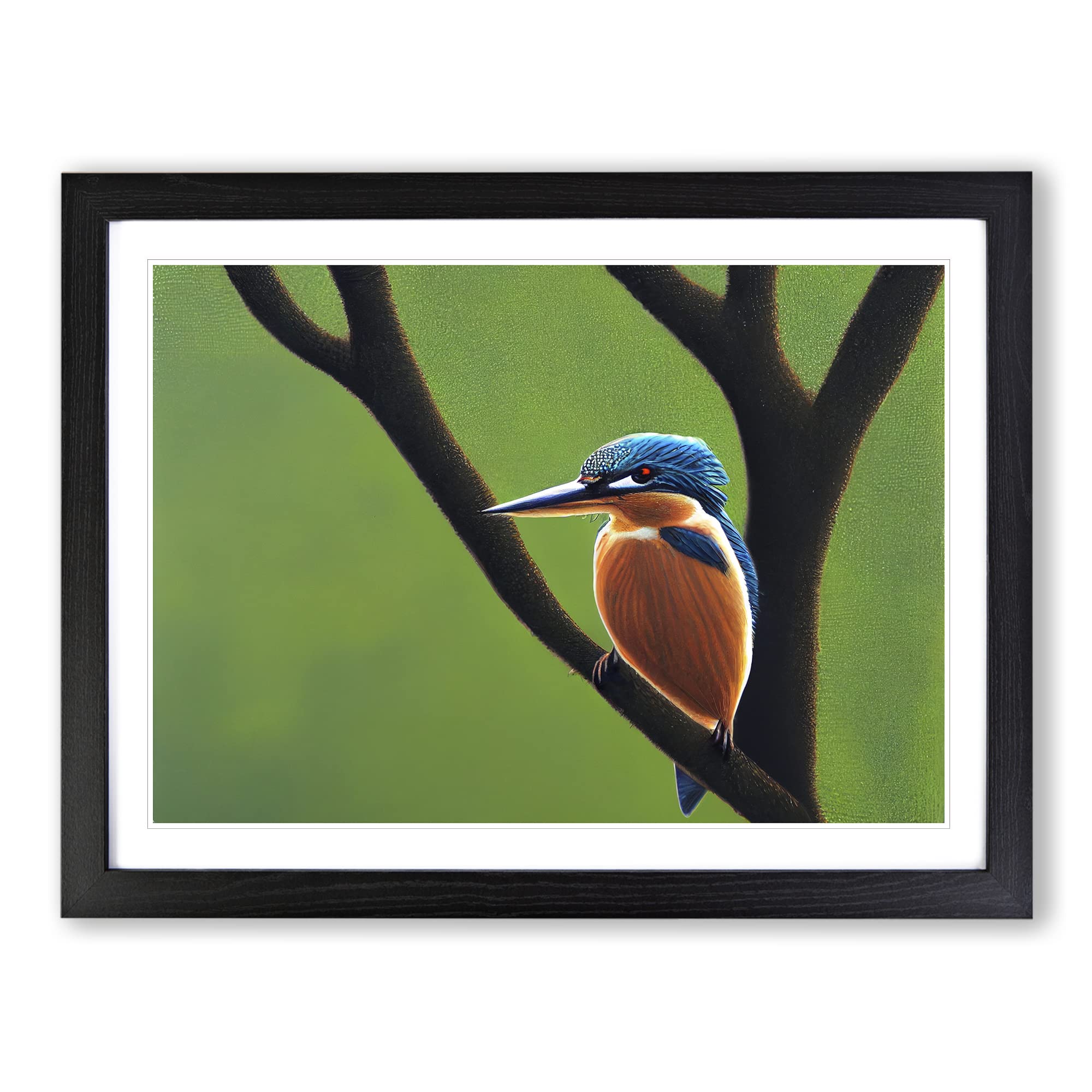 Beguiling Kingfisher Bird Framed Print | A4 Black Framed Wall Art | Ready to Hang | Modern Nature Picture | Living Room Bedroom Lounge Office