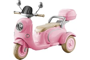 HEIMILI Girls Electric Motorcycle, 12V Ride On Scooter for Kids with Storage Compartments, Cute Design with Stable 3-Wheel Structure, Dual Seats, Ideal Moped for Girls Ages 3-6 (Pink, Single Motor)