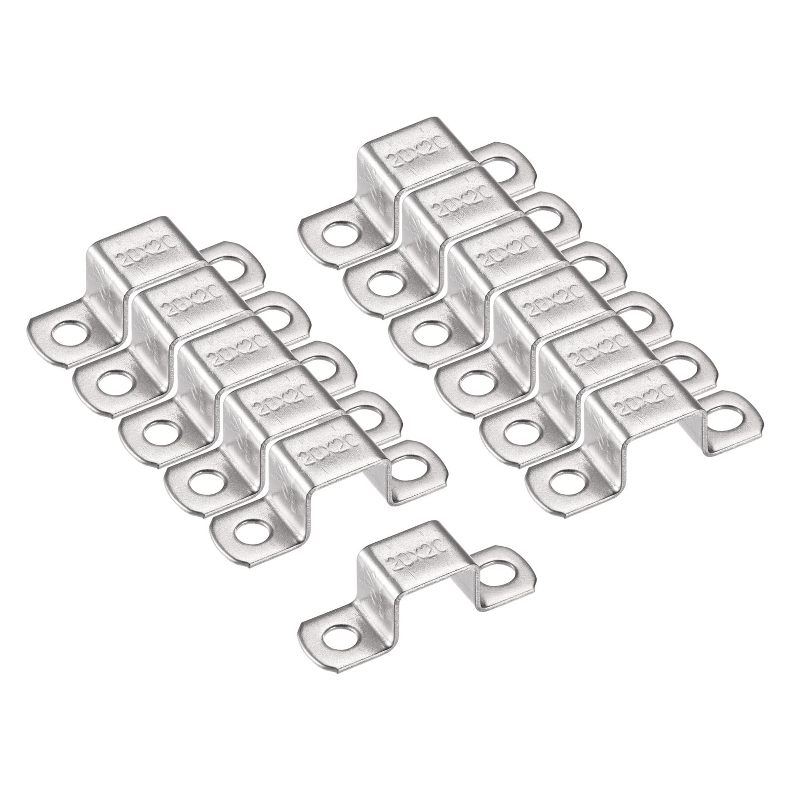 sourcing map U Shaped Connector Bracket 18 x 22mm 304 Stainless Steel for Door Closed Bar Holder Strut Channel 12pcs