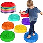 TECKMICO 10-Pack Stepping Stones for Kids,Non-Slip Balance Stones Obstacle Course Coordination Game Encourage Toddler Balance Gross Motor Skills Toys for Kids Ages 3-8
