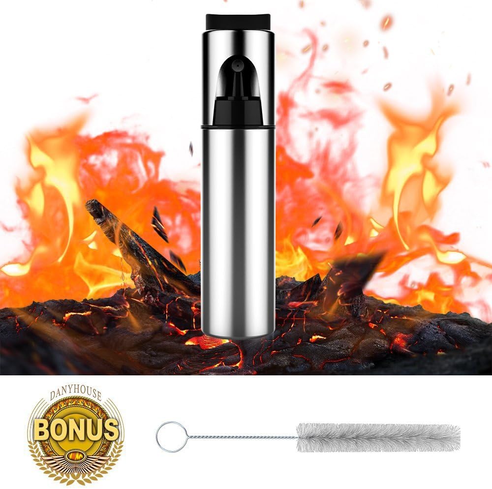 Olive Oil Sprayer,Cooking Spray Bottle Stainless Steel Olive Oil Dispenser Oil Mister Kitchen Vinegar Sprayer Barbecue Marinade Spray Bottle with Brush