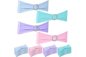 Newwiee 48 Pieces Mexican Theme Stretch Chair Sashes Dining Spandex Chair Sashes Bands with Buckle for Wedding Event Fiesta Party Favor Ceremony Reception Banquet Mardi Gras Decoration (Light Color)