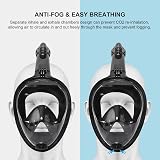 Jsdoin Snorkel Mask Full Face 180° View Anti-Fog Anti-Leak L/XL Black Blue view 4