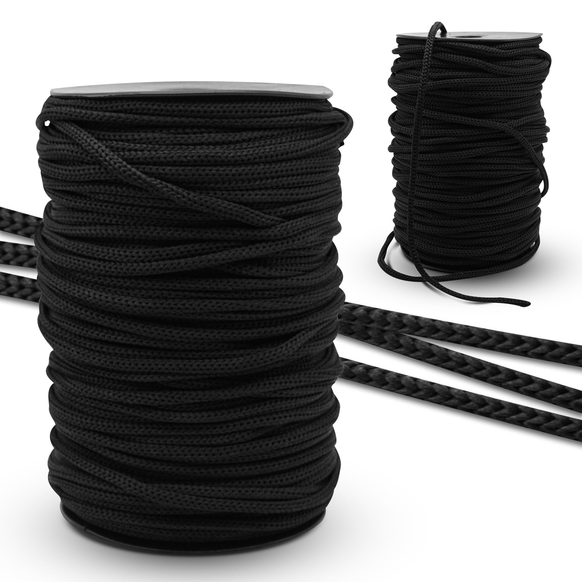 DOJA Barcelona Rope spool, 100 m, black cords, 6 mm diameter, made of polyester, durable, paracord cord for shoelaces, sports shoes, tennis shoes, bags, backpacks, bracelet