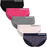 Reebok Womens Bikini Underwear - 5 Pack Soft Stretch Performance Tag Free Briefs Bikini Panties Seamless Underwear for Women