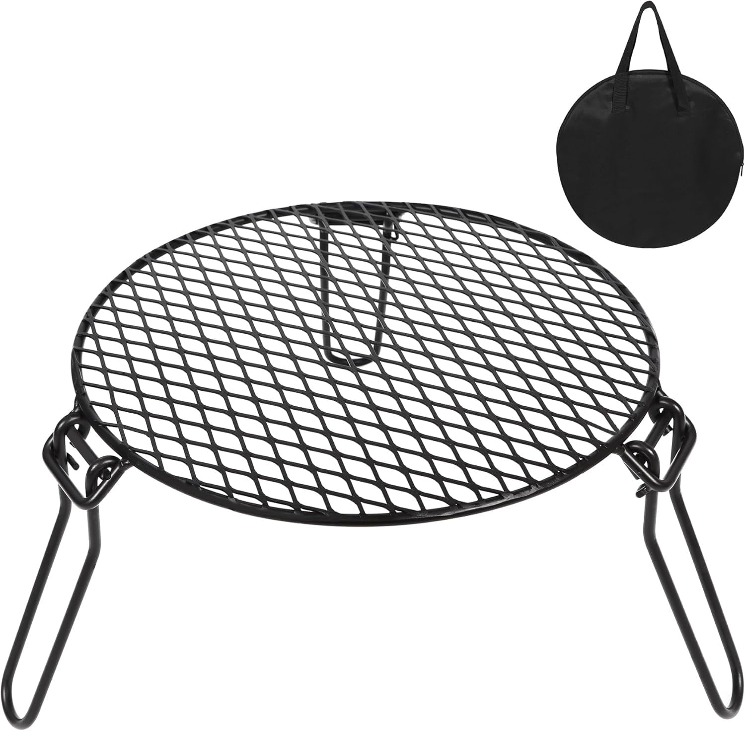Photo 1 of REDCAMP Folding Campfire Grill Grate Top for Solo Stove Bonfire, Portable Iron Campfire Tripod with Steel Grill for Bonfire Fire Pit, Dutch Oven, Open Fire Tripod Grill with Legs, Diameter: 18"