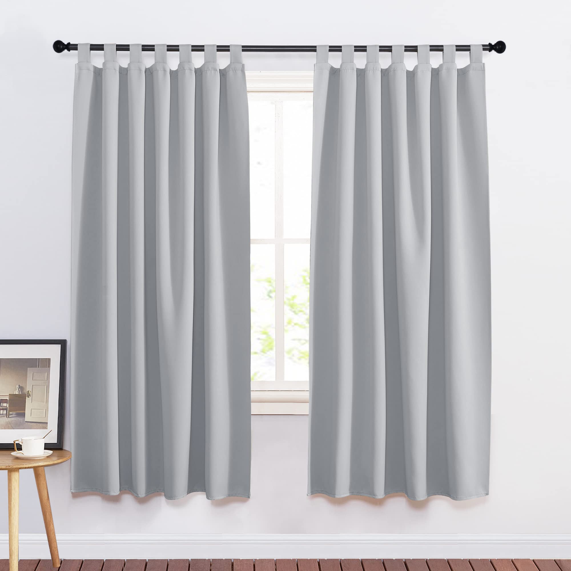 PONY DANCE Thermal Window Curtains - Decoration Double Curtains Draperies Light Insulation Anti Cold Heat Blackout Panels, Silver Grey, W140 x H160cm, 2 Pieces