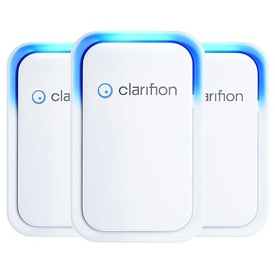 Clarifion - Air Ionizers for Home (3 Pack), Negative Ion Filtration System, Quiet Air Freshener for Bedroom, Office, Kitchen, Portable Air Filter Odor, Smoke Dust, Pets, Eliminator, Mini Air Cleaner