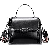 Solareer Waxed Leather Crossbody for Women, Top-Handbags Removable 2 Shoulder Straps