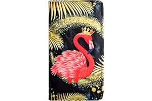 Sanlykate Checkbook Cover for Duplicate Checks, Men & Women, RFID Blocking PU Leather Standard Register Check Book Case for Personal Top & Side Tear Checks, Print Flamingo