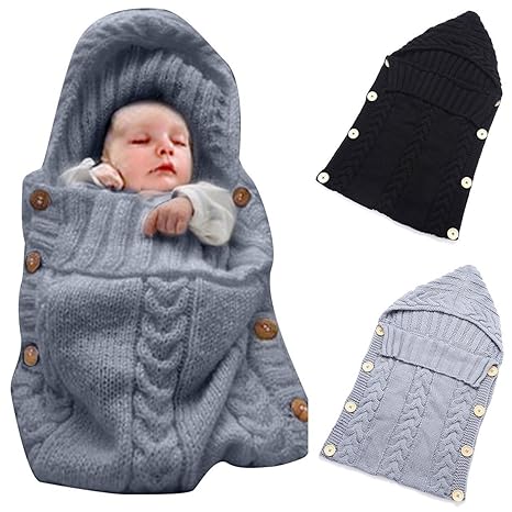 Neugeborenes Babydecke Wrap Swaddle Decke, SOONHUA Baby Kinder Kleinkind Wolle Knit Decke Swaddle Schlafsack Schlaf Sack Stro