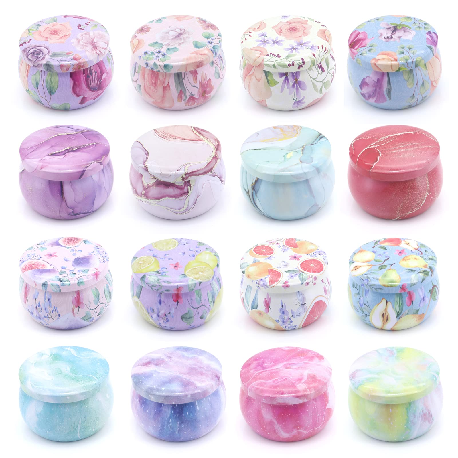Gearific 16 Pack Candle Jars for Making Candles, 4 oz Candle Making Jars, Empty Metal Tins Container with Lids for Dry Storage Spices, Candy, Party Favors, Wedding, and Gifts