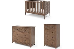 Child Craft Atwood Crib, Dresser and Chest Nursery Set, 3-Piece, Includes 3-in-1 Convertible Crib, Dresser and Chest, Grows with Your Baby (Cocoa Bean Brown)