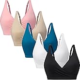 Suekaphin 5pack Nursing Bra Maternity Bra Breastfeeding Sleeping/Sleep Bra Pregnancy Women's Wirefree Bralette Upgraded