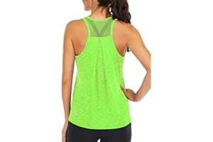 ICTIVE Workout Tops for Women Loose Fit Racerback Tank Tops for Women Mesh Backless Muscle Tank Running Tank Tops