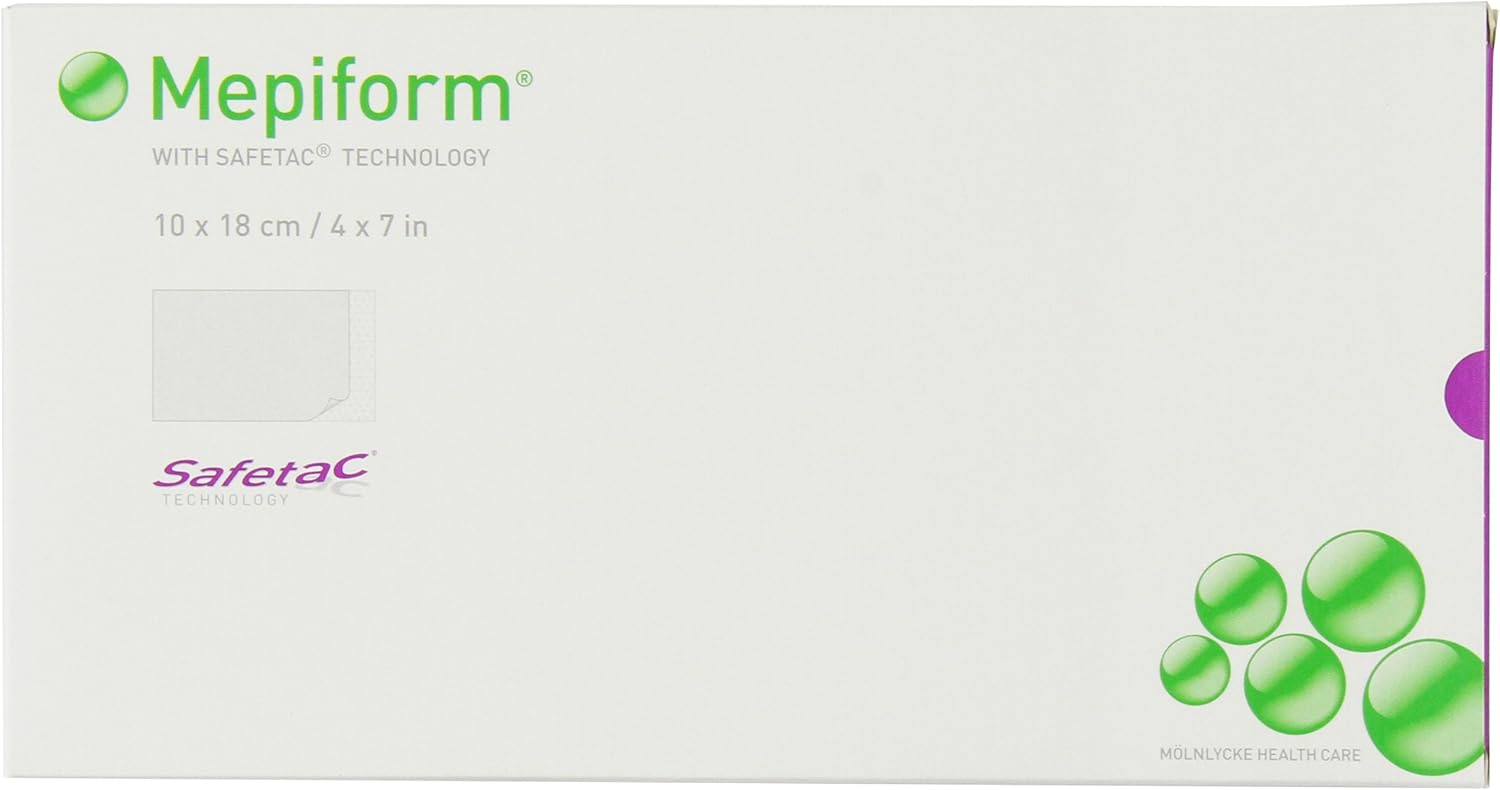 Mepiform with Safetac Technology 4"x7", 5 Count, Self Adherent Soft Silicone Sheeting for Scar Reduction: Health & Personal Care