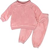HonestBaby Baby 2-Piece Cozy Velour 100% Organic Cotton Sweatshirt and Jogger Sweatpants Set