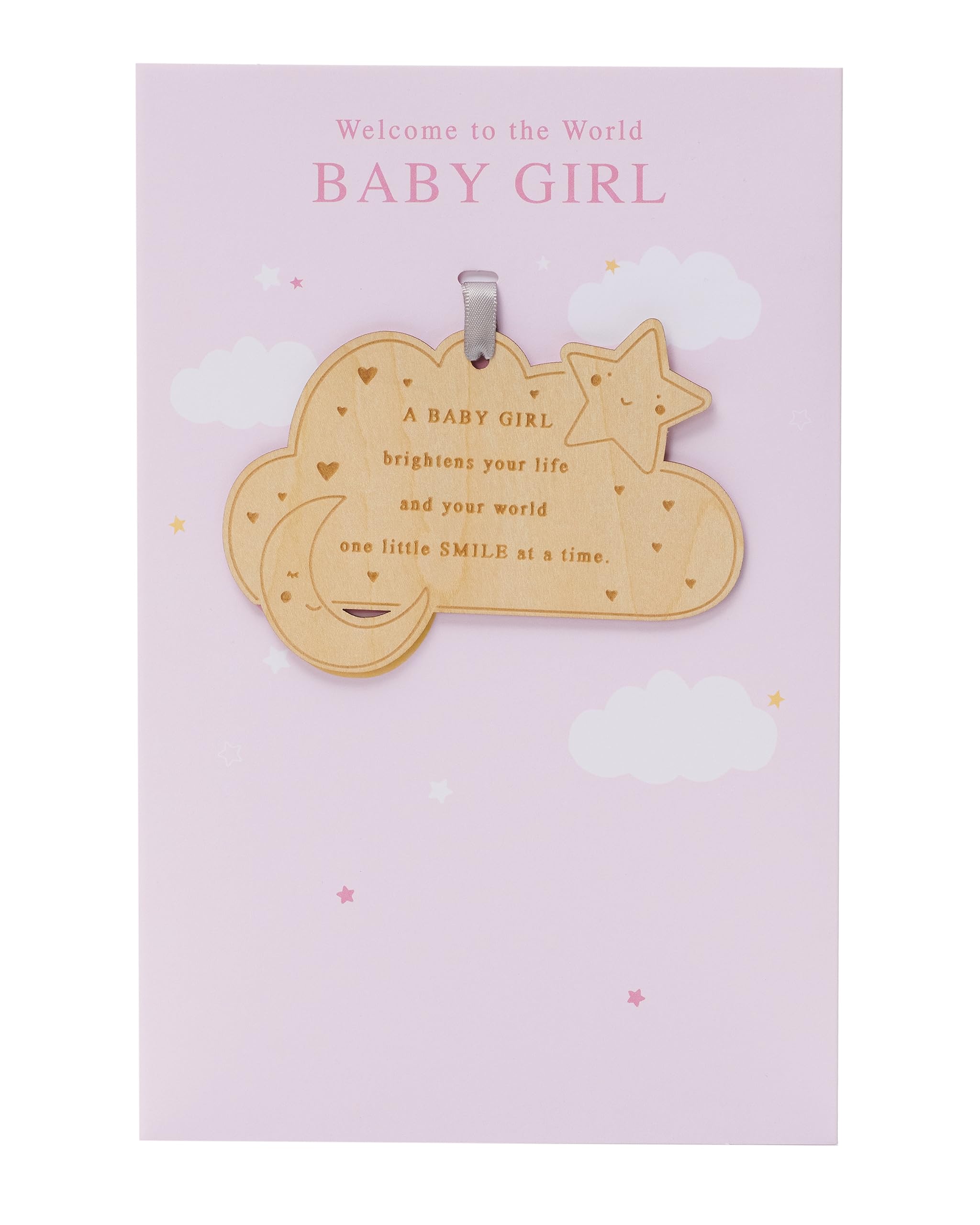 UK Greetings New Baby Girl Card for Him/Her/Friend - Pink Cloud Design