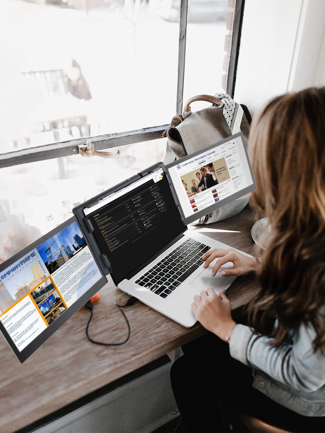 KEFEYA Dreifacher Laptop Bildschirmerweiterung, Tragbarer Monitor für Laptop, Dual 13.3