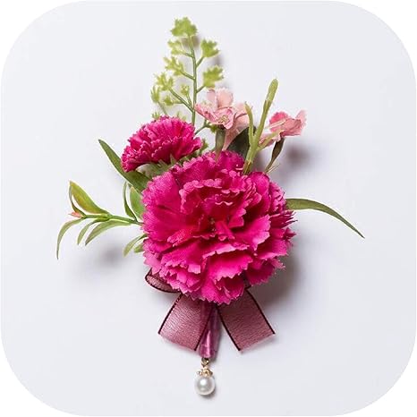 Amazon Boutonniere レッド ウェディング コサージュ メンズ 新郎 男性 スーツ 花 人工コサージュ ボタンホール ピンク 造花 オンライン通販