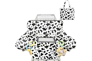 Polovillae Shopping Cart Cover for Baby 2-in-1 High Chair Cover with Safety Harness Multifunctional Cow Pattern Cart Covers for Babies Soft Padded Grocery Cart Cover for Baby Boy Girl