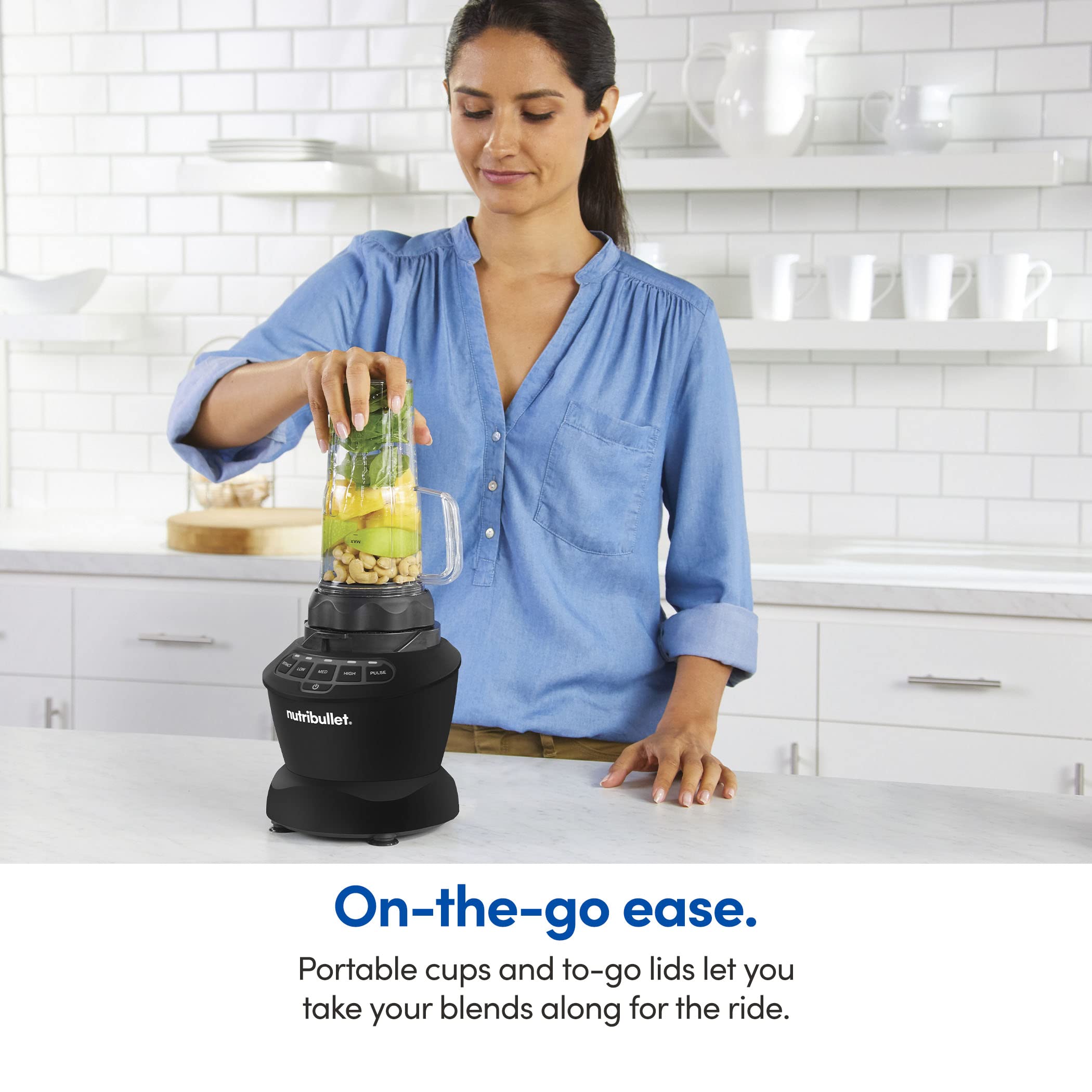 Combo de licuadora de tamaño completo Nutribullet de 1200 W, negro mate