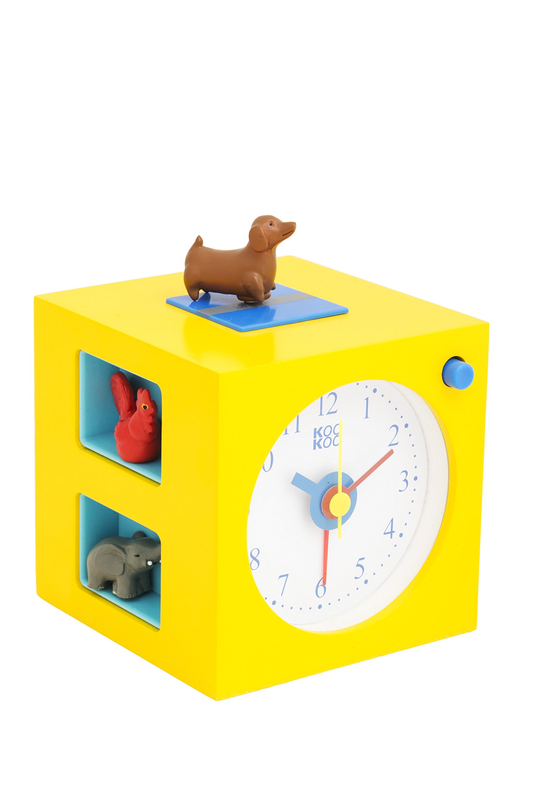 KOOKOO KidsAlarm yellow, alarm clock for children including 5 farm animals and their wake-up calls